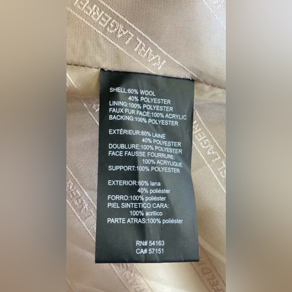 Karl Lagerfield trench style fur neck wool  coat - Picture 4 of 4